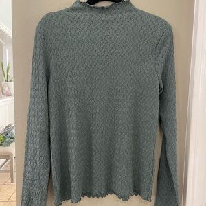 Anthropologie textured  Green Long Sleeve Top - New